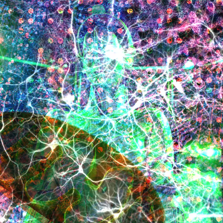 "Bleeding Protons" PS Perkins 2019 (digital collage)